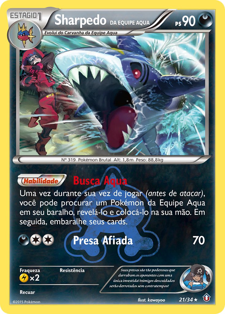 Sharpedo da Equipe Aqua 21 — Double Crisis (Portuguese Pokémon TCG card)
