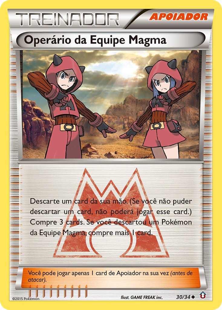 Operário da Equipe Magma 30 — Double Crisis (Portuguese Pokémon TCG card)