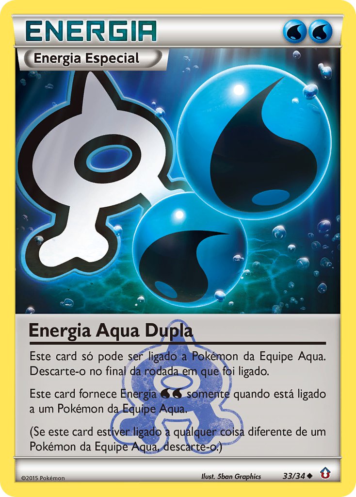 Energia Aqua Dupla 33 — Double Crisis (Portuguese Pokémon TCG card)