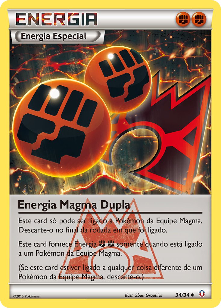 Energia Magma Dupla 34 — Double Crisis (Portuguese Pokémon TCG card)