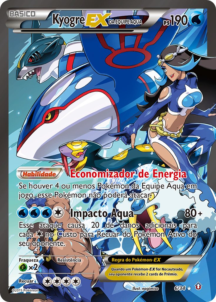 Kyogre-EX da Equipe Aqua 6 — Double Crisis (Portuguese Pokémon TCG card)