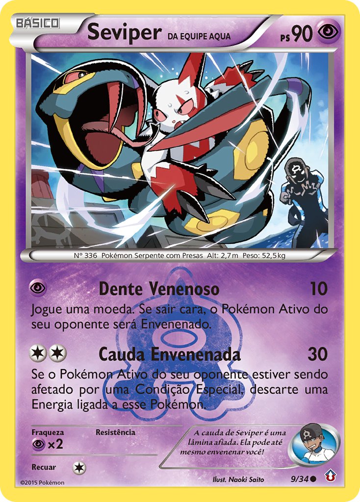 Seviper da Equipe Aqua 9 — Double Crisis (Portuguese Pokémon TCG card)