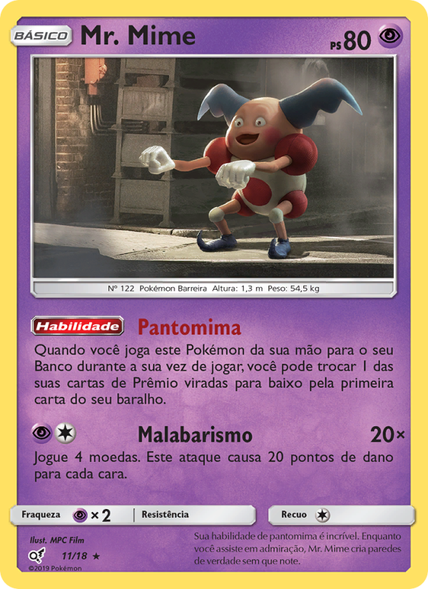 Mr. Mime 11 — Detetive Pikachu (Portuguese Pokémon TCG card)