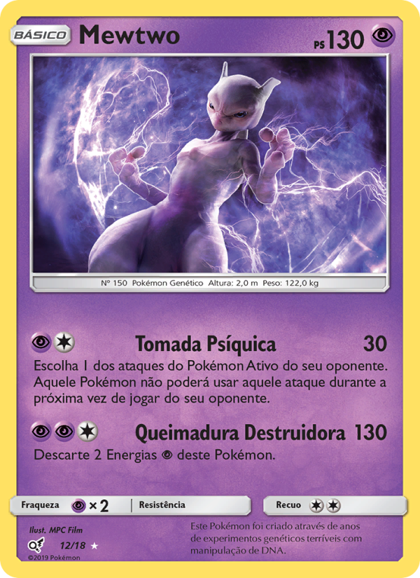 Mewtwo 12 — Detetive Pikachu (Portuguese Pokémon TCG card)