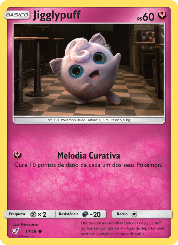 Jigglypuff 14 — Detetive Pikachu (Portuguese Pokémon TCG card)
