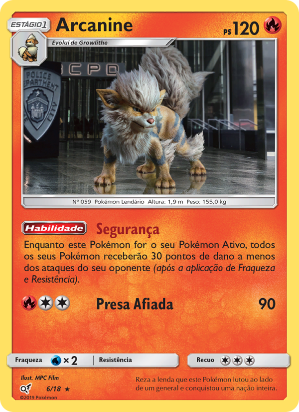 Arcanine 6 — Detetive Pikachu (Portuguese Pokémon TCG card)