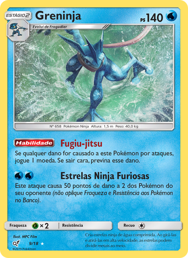 Greninja 9 — Detetive Pikachu (Portuguese Pokémon TCG card)