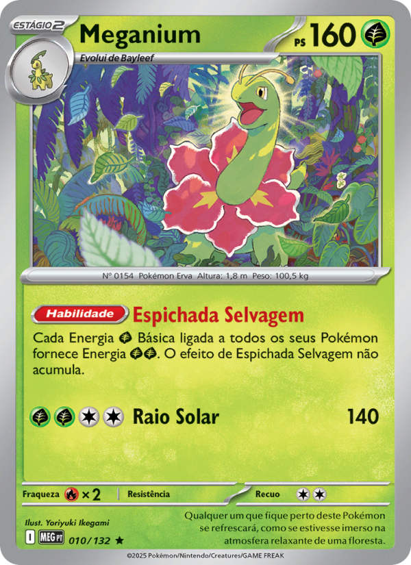 Meganium 010 — Megaevolução (Portuguese Pokémon TCG card)