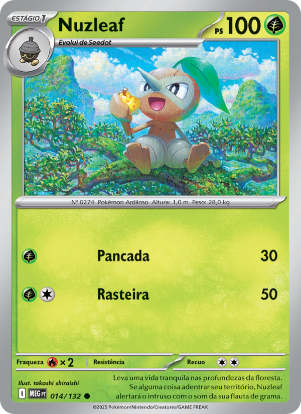 Nuzleaf 014 — Megaevolução (Portuguese Pokémon TCG card)