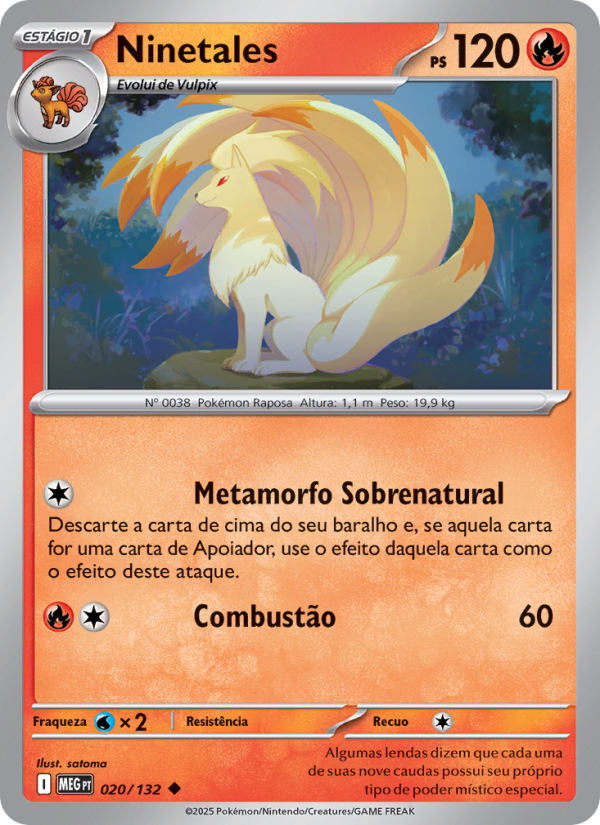 Ninetales 020 — Megaevolução (Portuguese Pokémon TCG card)