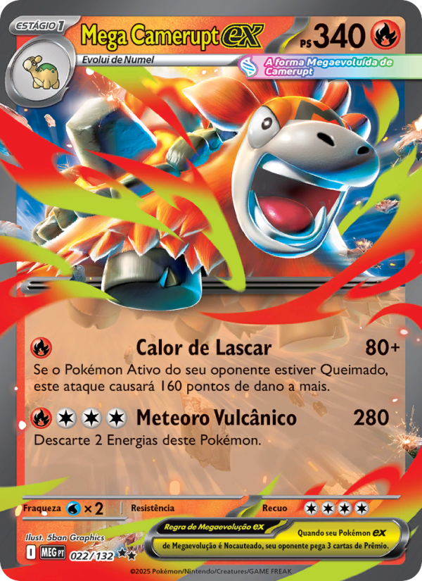 Mega Camerupt ex 022 — Megaevolução (Portuguese Pokémon TCG card)