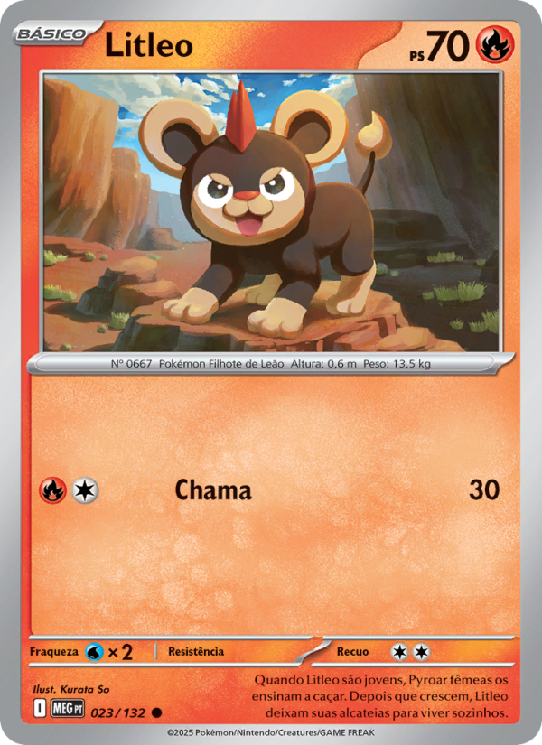 Litleo 023 — Megaevolução (Portuguese Pokémon TCG card)