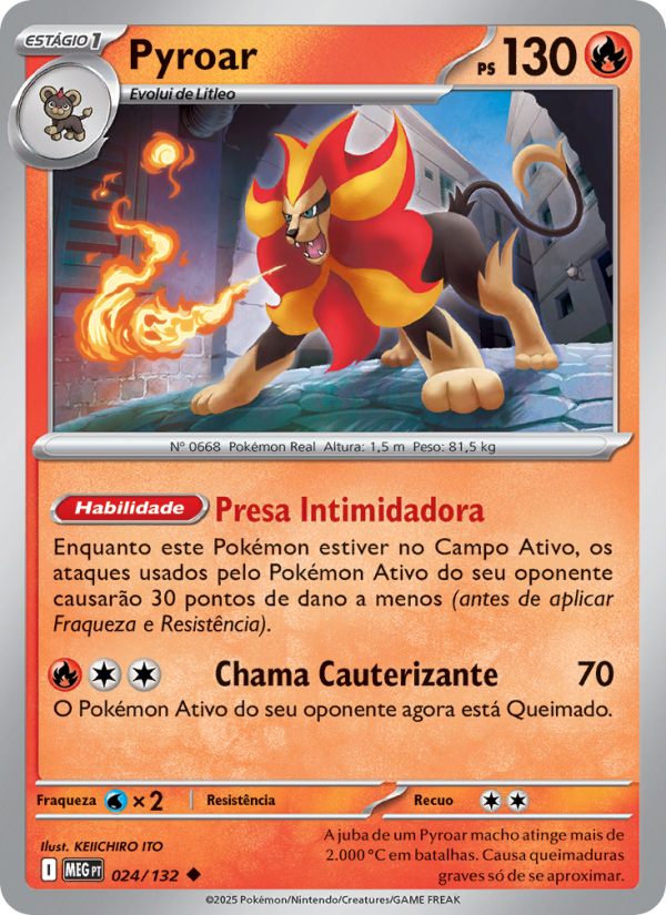 Pyroar 024 — Megaevolução (Portuguese Pokémon TCG card)