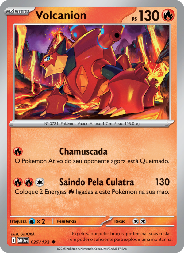 Volcanion 025 — Megaevolução (Portuguese Pokémon TCG card)