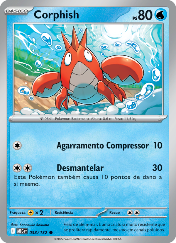 Corphish 033 — Megaevolução (Portuguese Pokémon TCG card)