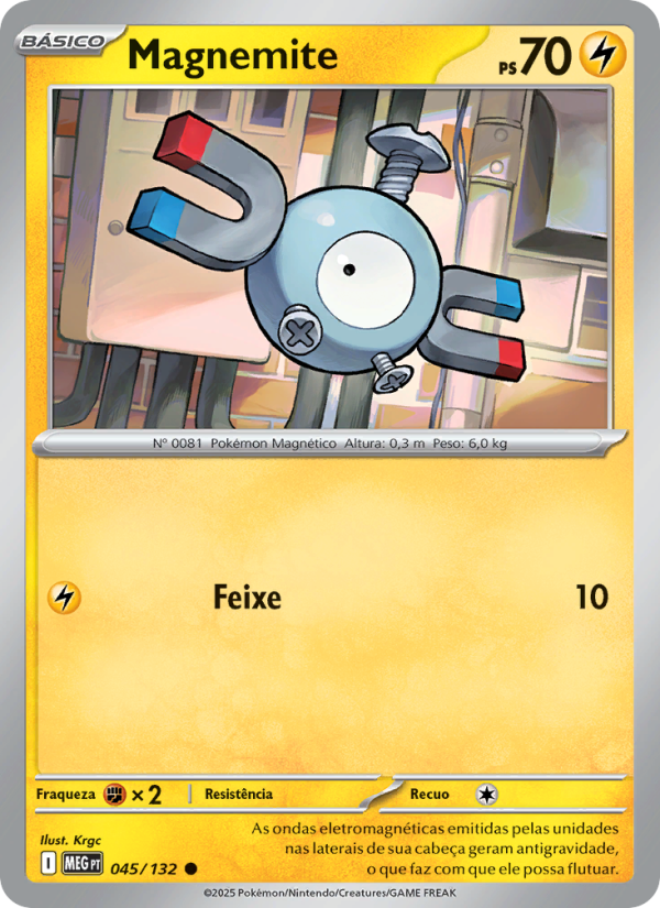 Magnemite 045 — Megaevolução (Portuguese Pokémon TCG card)