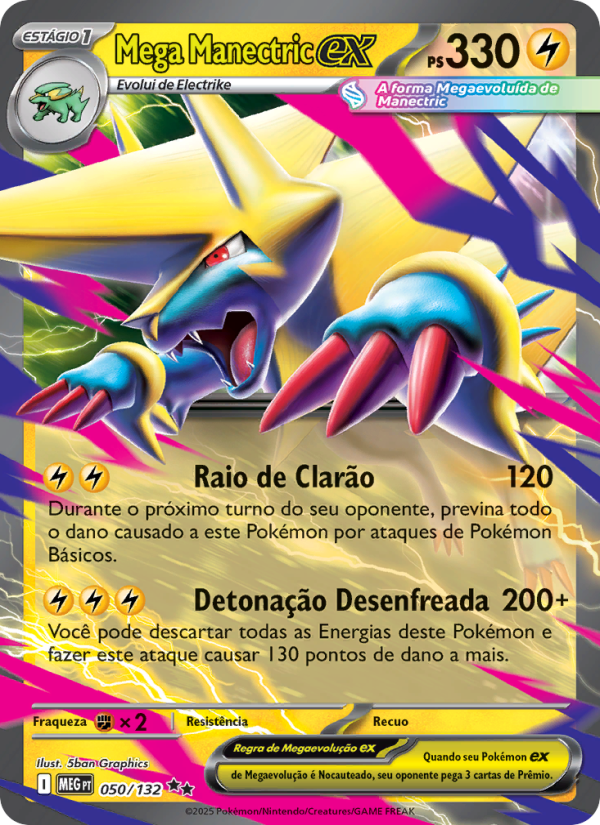 Mega Manectric ex 050 — Megaevolução (Portuguese Pokémon TCG card)