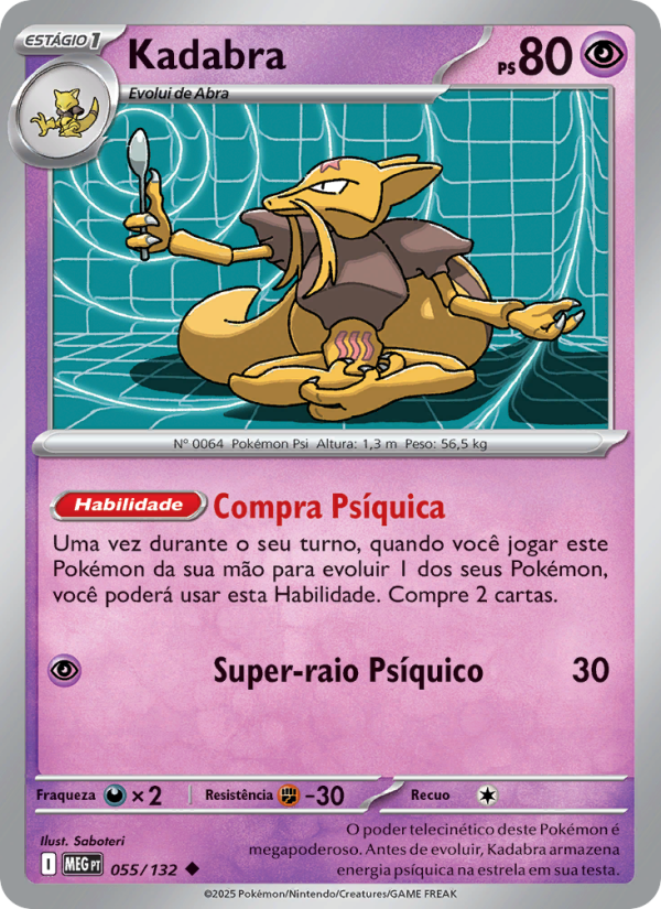 Kadabra 055 — Megaevolução (Portuguese Pokémon TCG card)