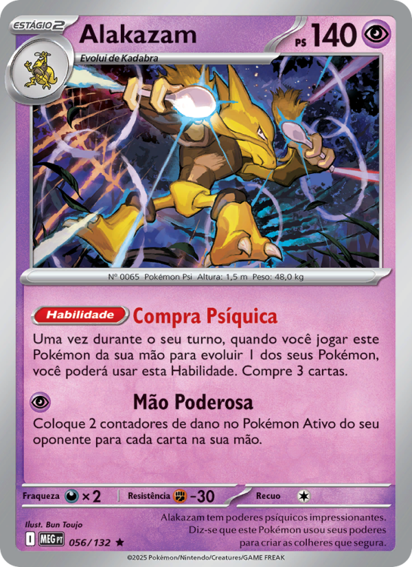 Alakazam 056 — Megaevolução (Portuguese Pokémon TCG card)