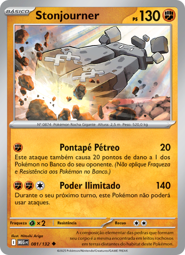 Stonjourner 081 — Megaevolução (Portuguese Pokémon TCG card)