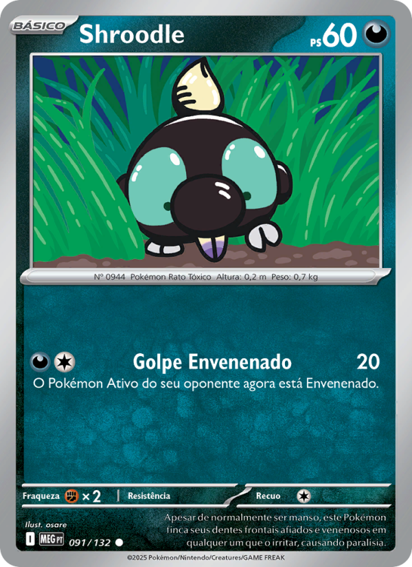 Shroodle 091 — Mega Evolution (Portuguese Pokémon TCG card)