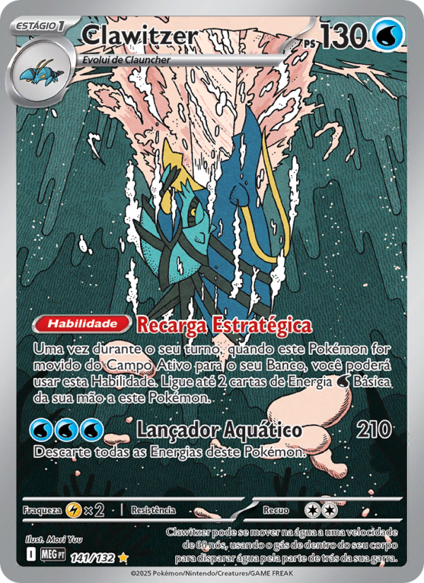 Clawitzer 141 — Megaevolução (Portuguese Pokémon TCG card)
