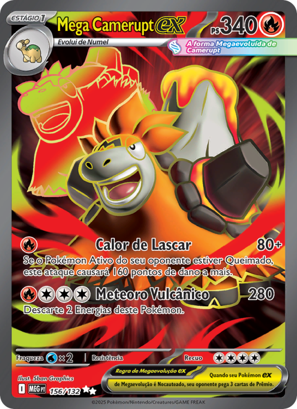 Mega Camerupt ex 156 — Megaevolução (Portuguese Pokémon TCG card)