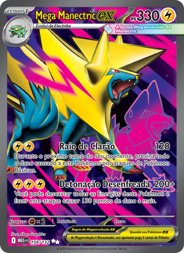 Mega Manectric ex 158 — Megaevolução (Portuguese Pokémon TCG card)