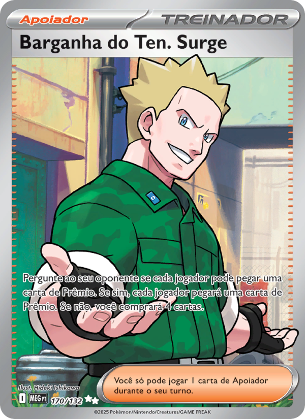 Barganha do Ten. Surge 170 — Megaevolução (Portuguese Pokémon TCG card)