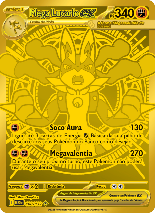 Mega Lucario ex 188 — Megaevolução (Portuguese Pokémon TCG card)