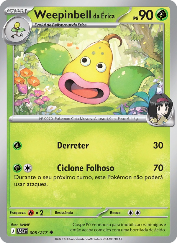Weepinbell da Érica 005 — Erhabene Helden (Portuguese Pokémon TCG card)