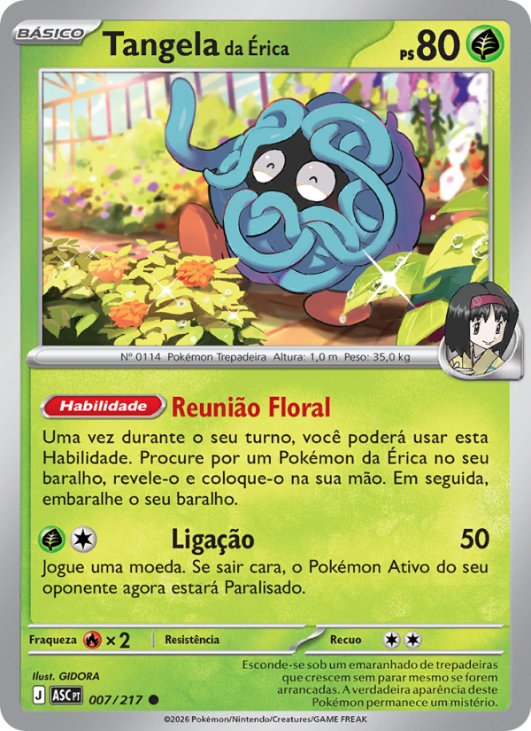 Tangela da Érica 007 — Erhabene Helden (Portuguese Pokémon TCG card)