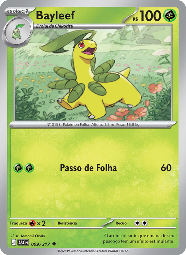 Bayleef 009 — Erhabene Helden (Portuguese Pokémon TCG card)