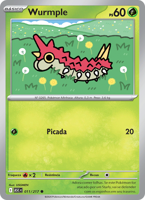 Wurmple 011 — Erhabene Helden (Portuguese Pokémon TCG card)