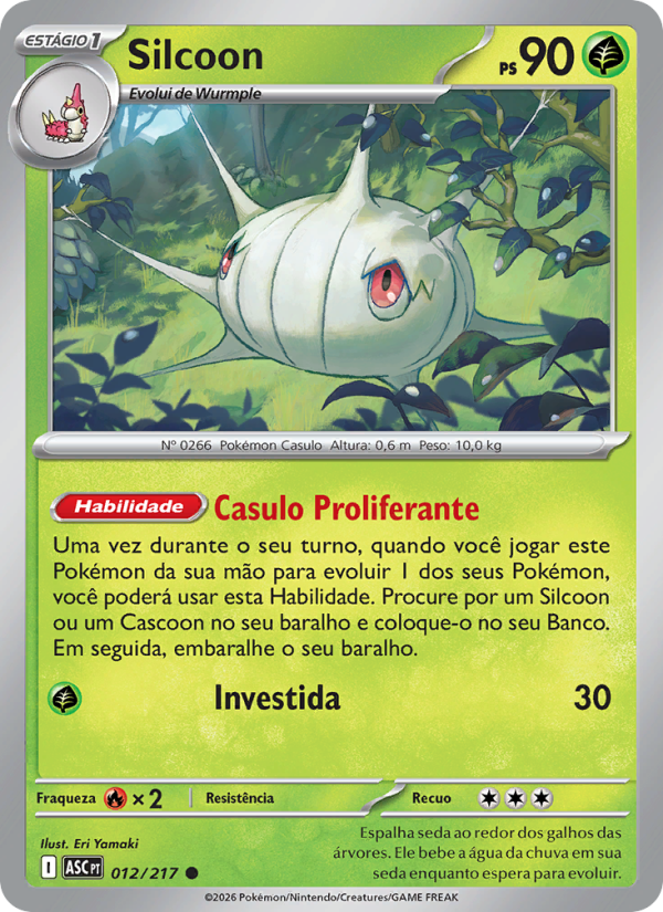 Silcoon 012 — Heróis Excelsos (Portuguese Pokémon TCG card)