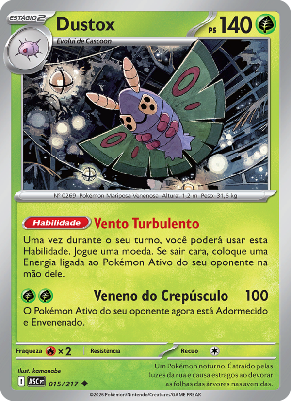 Dustox 015 — Erhabene Helden (Portuguese Pokémon TCG card)