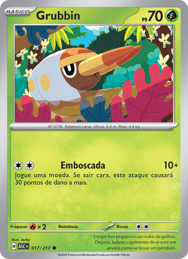 Grubbin 017 — Heróis Excelsos (Portuguese Pokémon TCG card)