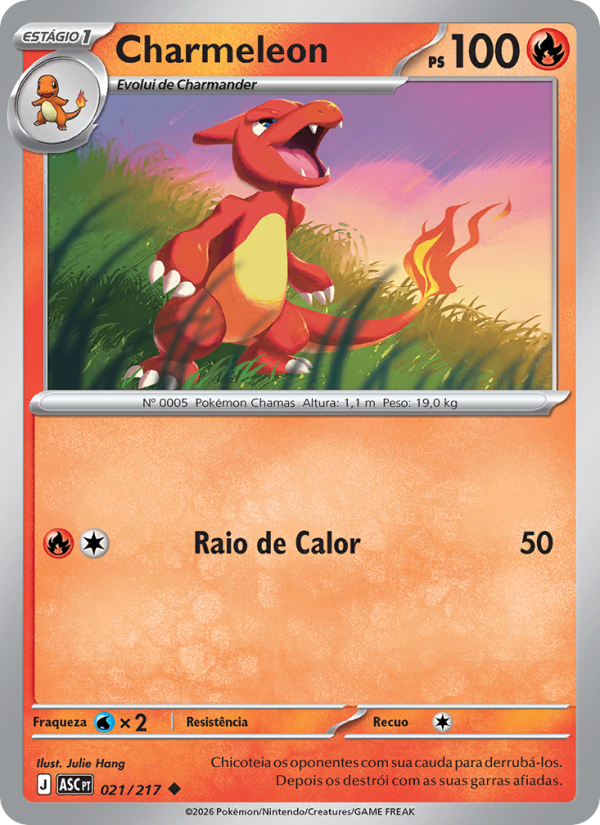 Charmeleon 021 — Heróis Excelsos (Portuguese Pokémon TCG card)