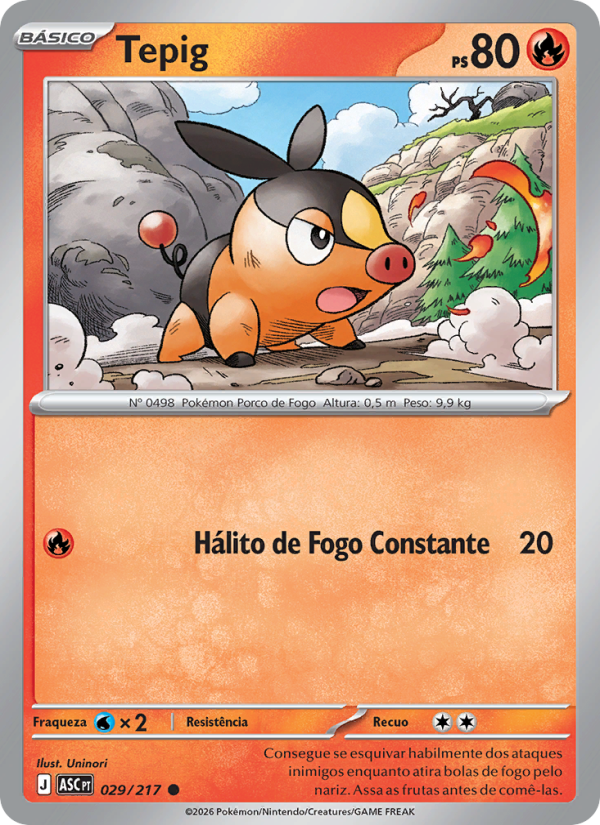 Tepig 029 — Heróis Excelsos (Portuguese Pokémon TCG card)