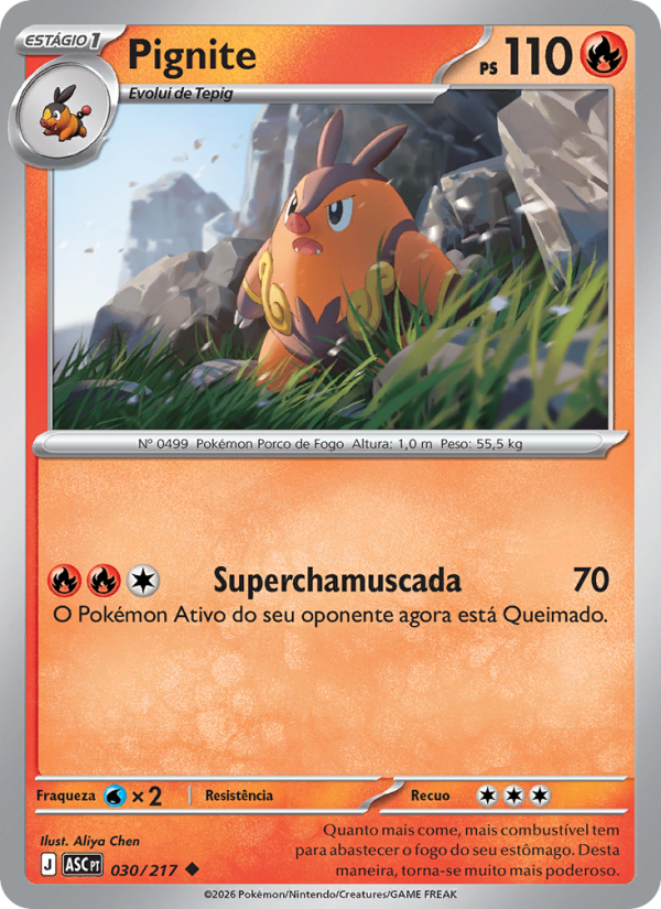 Pignite 030 — Heróis Excelsos (Portuguese Pokémon TCG card)