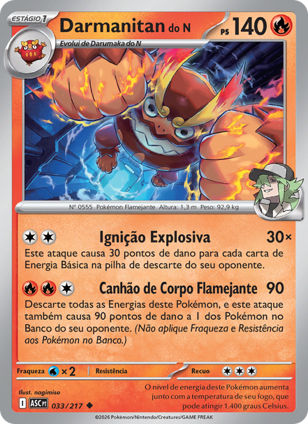 Darmanitan do N 033 — Heróis Excelsos (Portuguese Pokémon TCG card)