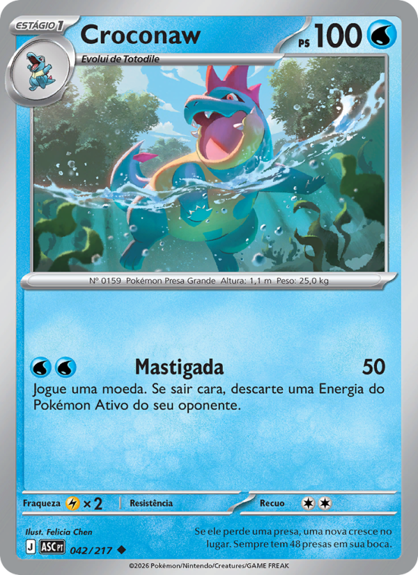 Croconaw 042 — Heróis Excelsos (Portuguese Pokémon TCG card)