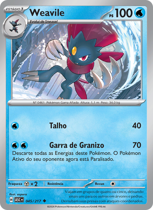 Weavile 045 — Heróis Excelsos (Portuguese Pokémon TCG card)