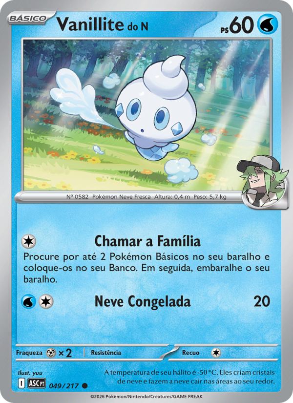 Vanillite do N 049 — Heróis Excelsos (Portuguese Pokémon TCG card)