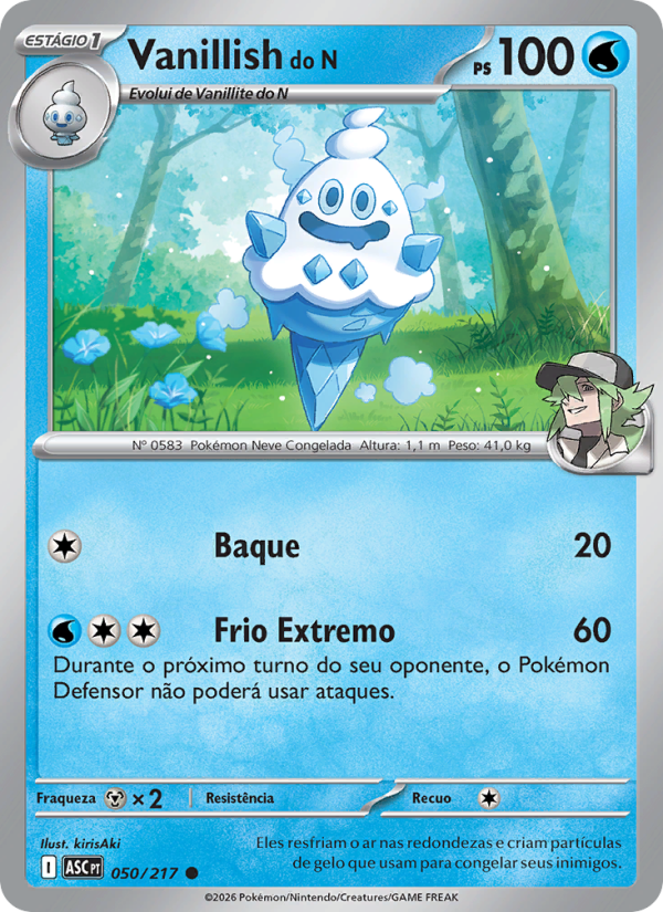 Vanillish do N 050 — Heróis Excelsos (Portuguese Pokémon TCG card)