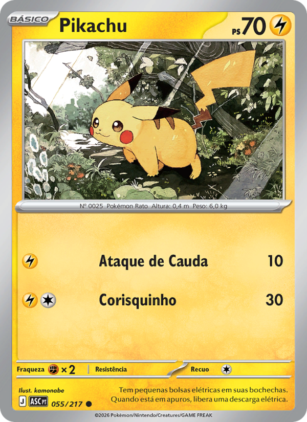 Pikachu 055 — Heróis Excelsos (Portuguese Pokémon TCG card)