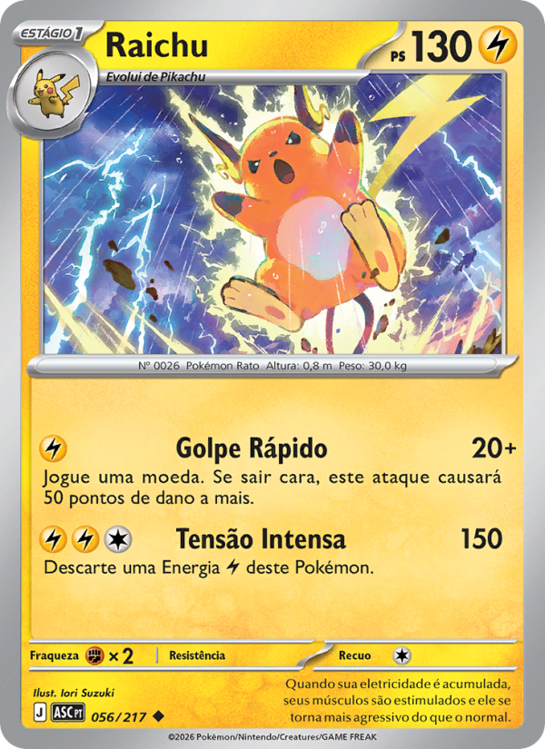 Raichu 056 — Heróis Excelsos (Portuguese Pokémon TCG card)