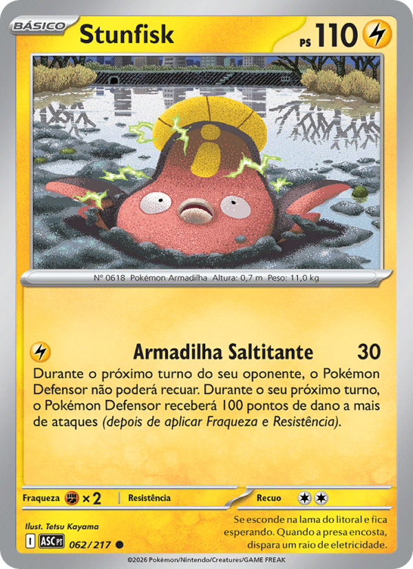 Stunfisk 062 — Heróis Excelsos (Portuguese Pokémon TCG card)
