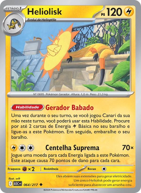 Heliolisk 064 — Heróis Excelsos (Portuguese Pokémon TCG card)