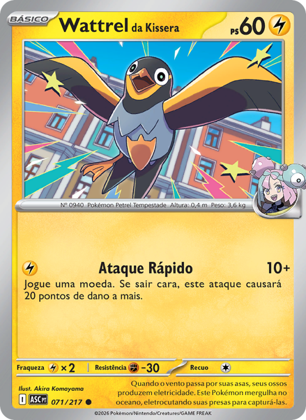 Wattrel da Kissera 071 — Heróis Excelsos (Portuguese Pokémon TCG card)